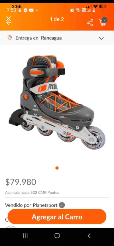 Patines en línea Rider velocity gris y naranja - miniatura 1