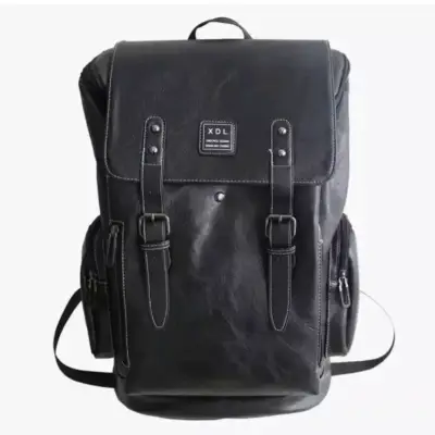 Mochila negra de cuero sintético 24L - miniatura 1