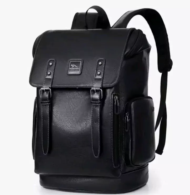 Mochila negra de cuero sintético 24L - 4