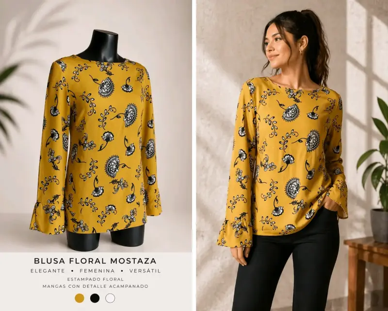 Blusa floral mostaza - 1