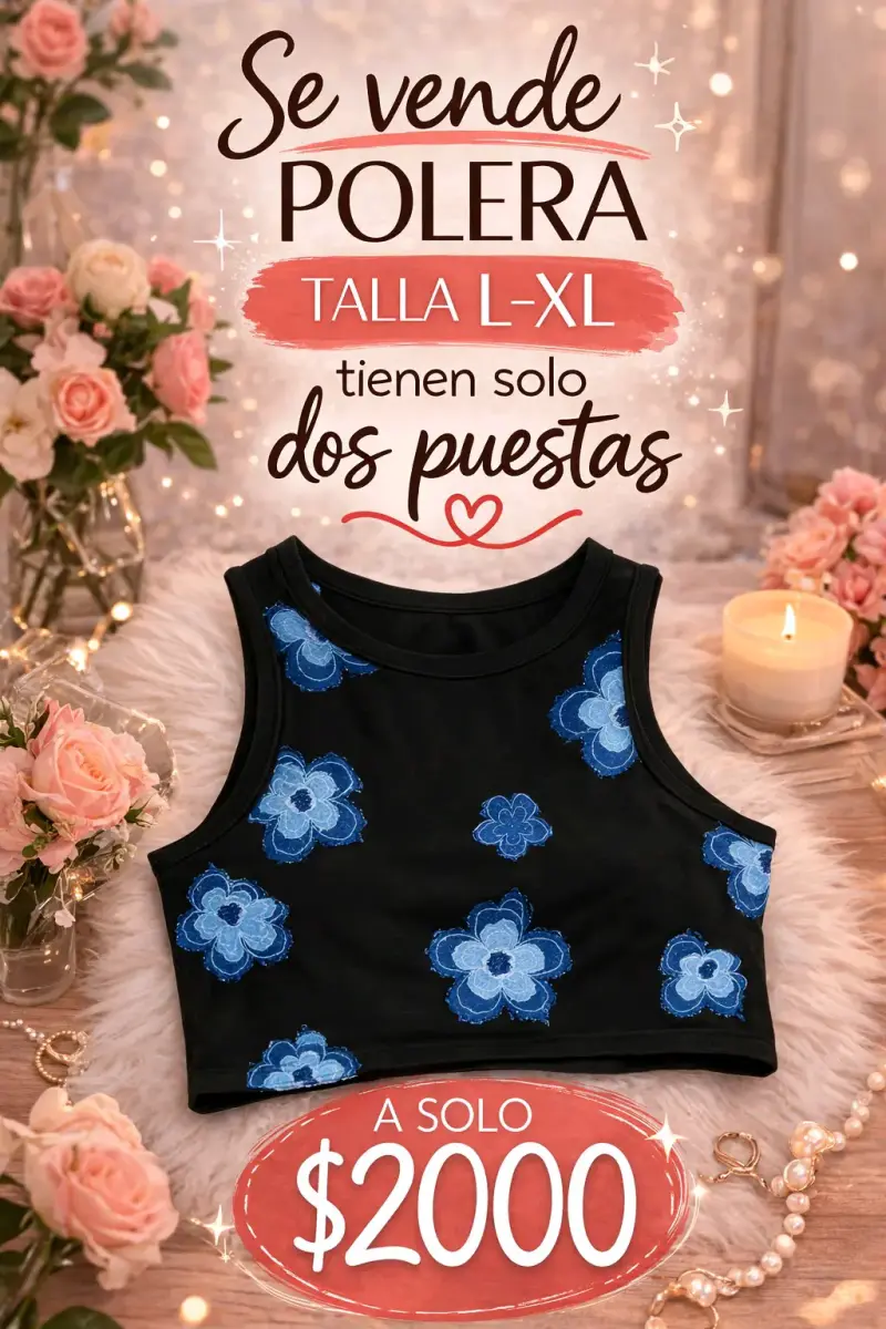 Polera negra con cerezas L-XL - 2