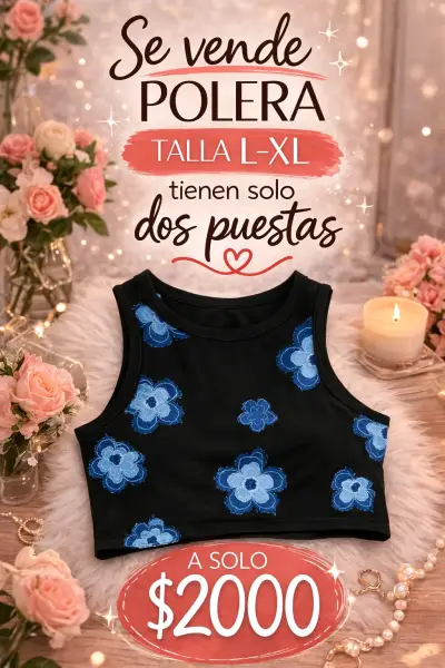 Polera negra con cerezas L-XL - miniatura 2