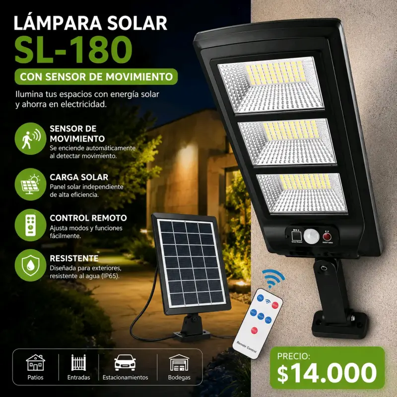 Lámpara solar SL-180 con sensor