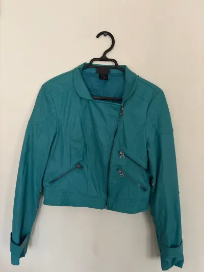Chaqueta turquesa con cremallera - miniatura 1