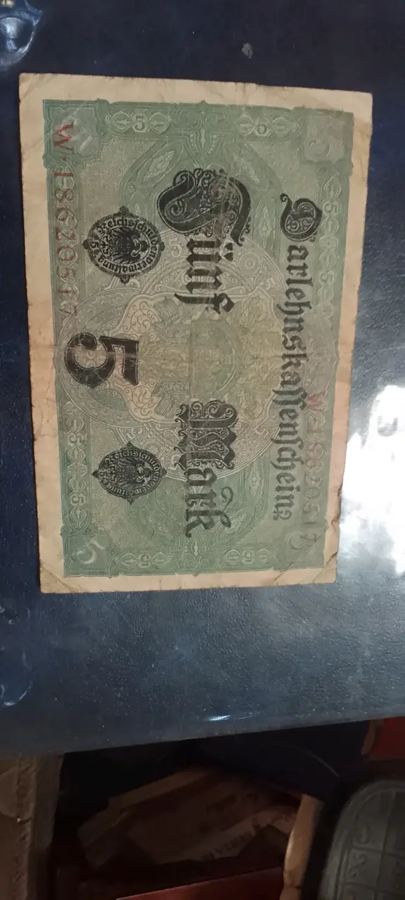 Billete antiguo Alemania 5 mark 1917 - 2
