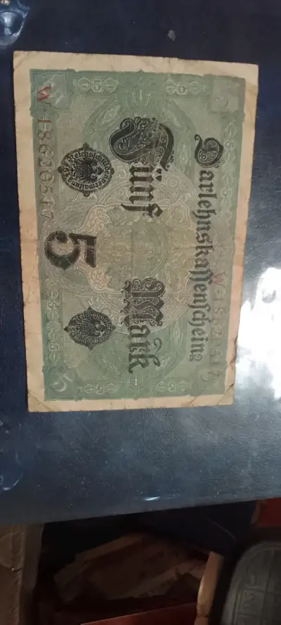 Billete antiguo Alemania 5 mark 1917 - miniatura 2