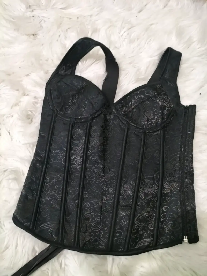 Corset negro bordado - 1
