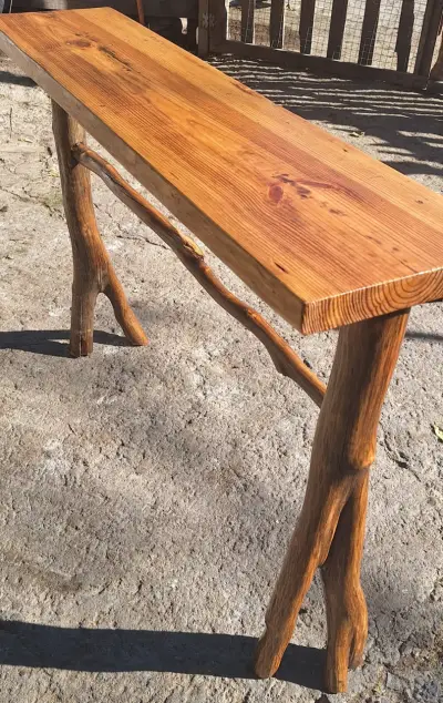 Mesa rústica de madera sólida - miniatura 2