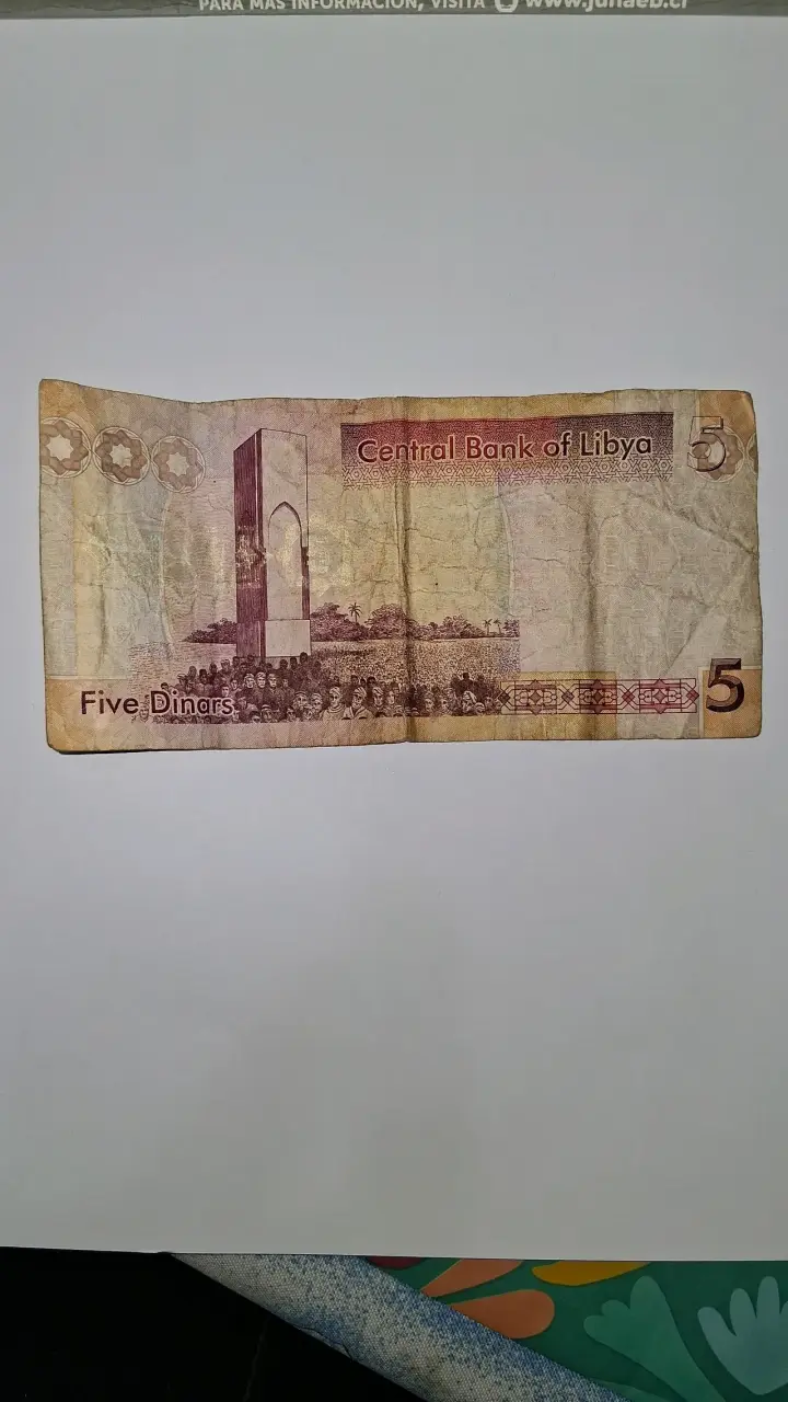 Billete 5 dinares de Libya con camello - 3