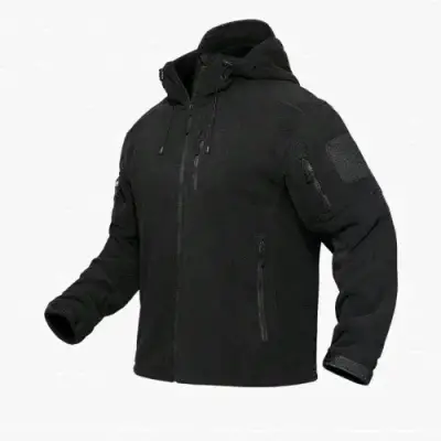 Chaqueta negra con capucha - miniatura 1