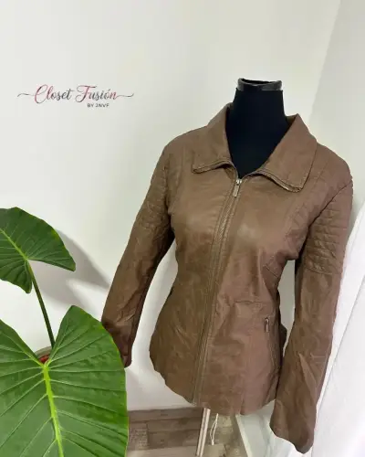 Chaqueta de cuero marrón - miniatura 3
