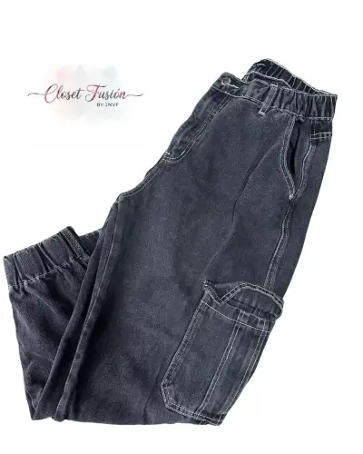 Pantalón cargo negro - miniatura 1
