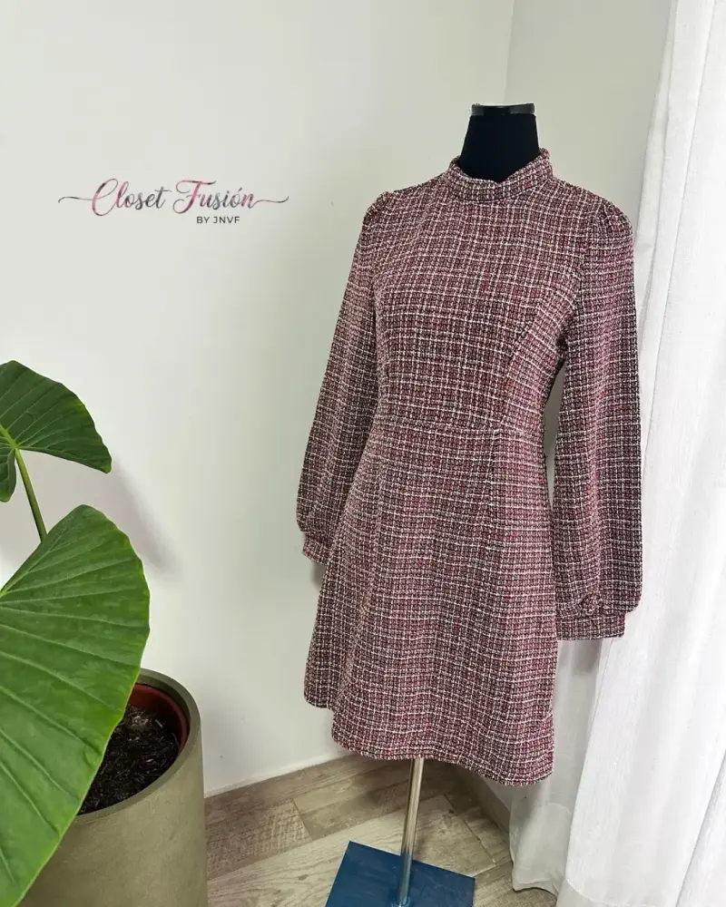 Vestido tweed rojo elegante - 2