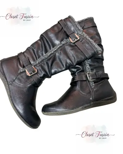 Botas negras con hebillas mujer - miniatura 2