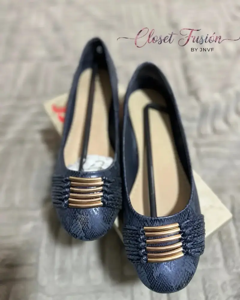 Balerinas azul oscuro estilo piel - 1