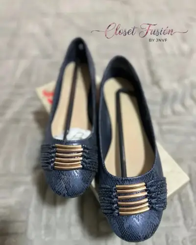Balerinas azul oscuro estilo piel - miniatura 2