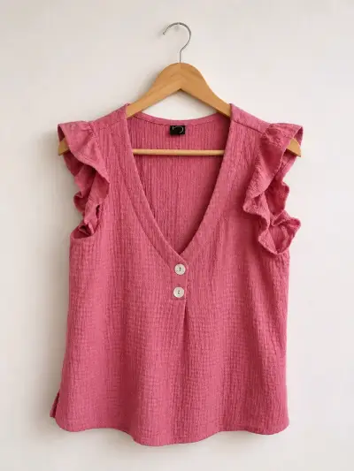Blusa rosada con botones - miniatura 1