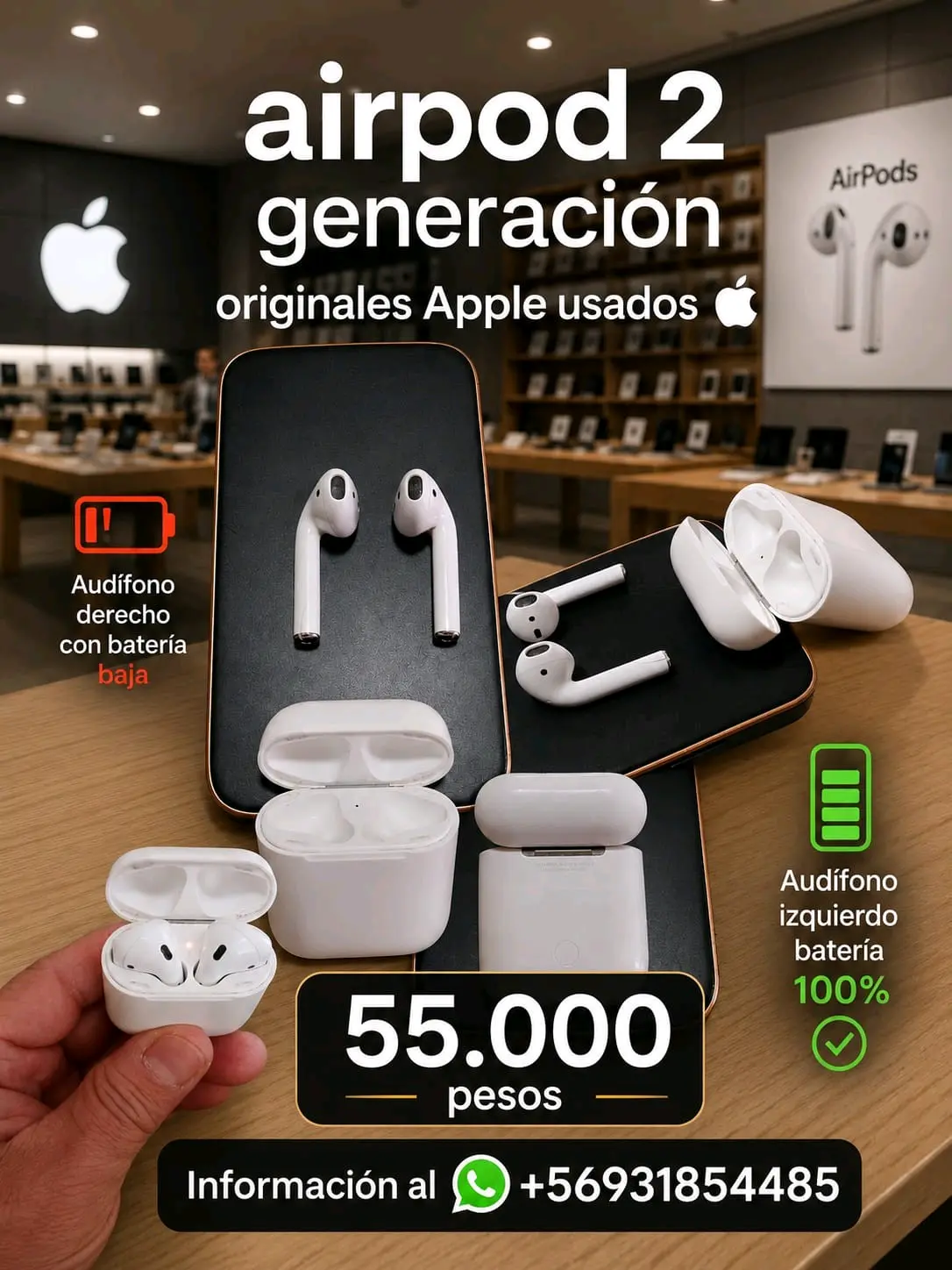 AirPods 2da generación Apple usados - $59.400 | Pulga