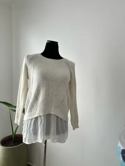 Suéter beige de punto - miniatura 1