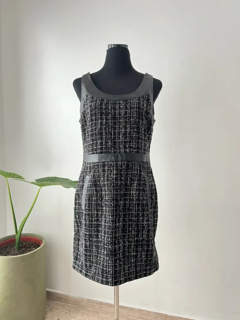 Vestido tejido blanco y negro - 1