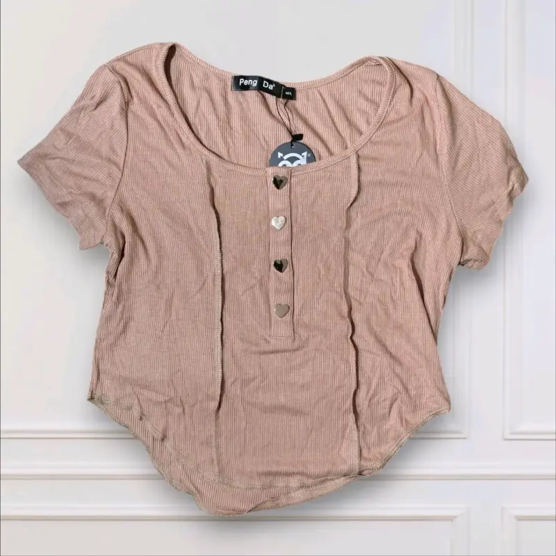 Polera corta color cafe