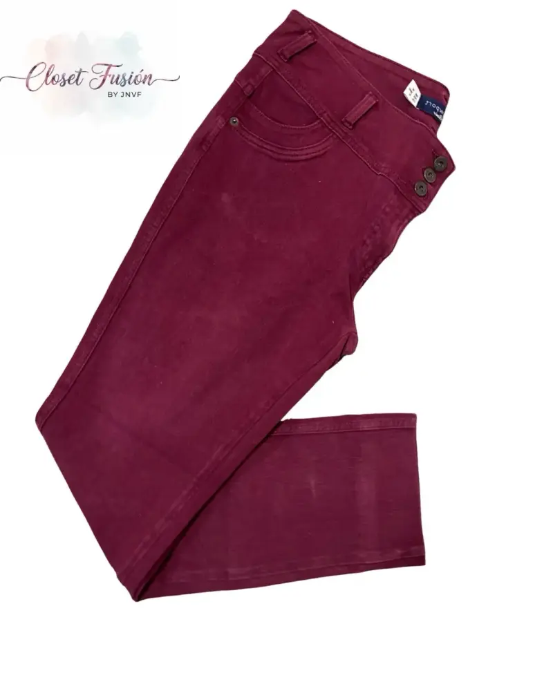 Pantalones burdeos mujer