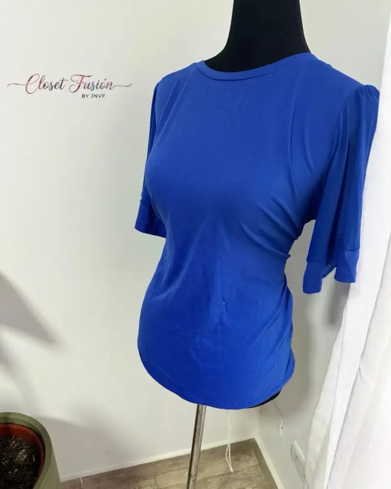 Polera azul manga corta - 3