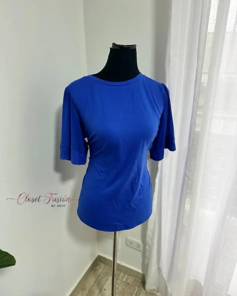 Polera azul manga corta - 4