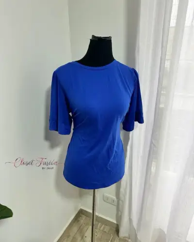 Polera azul manga corta - miniatura 4