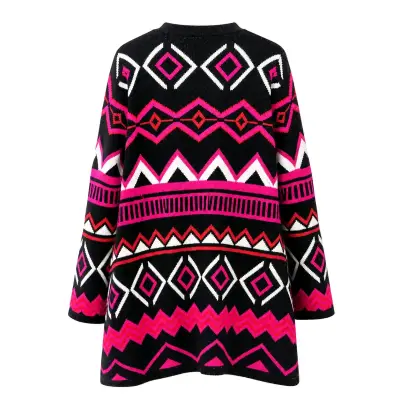 Cardigan étnico negro y fucsia - miniatura 3