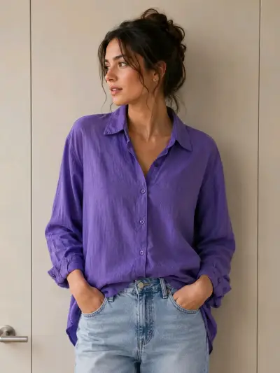 Camisa morada de mujer - miniatura 1