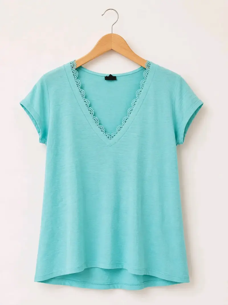 Polera celeste con encaje - 2
