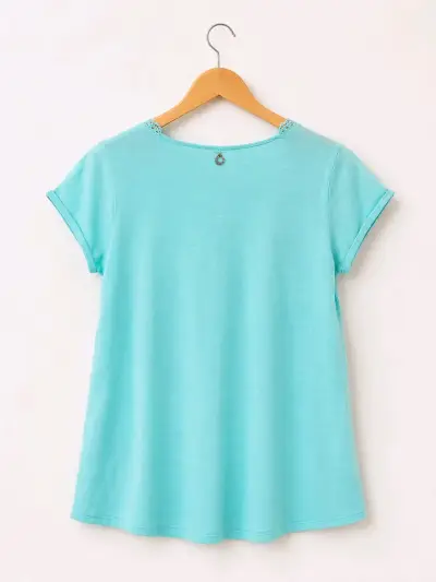 Polera celeste con encaje - miniatura 4