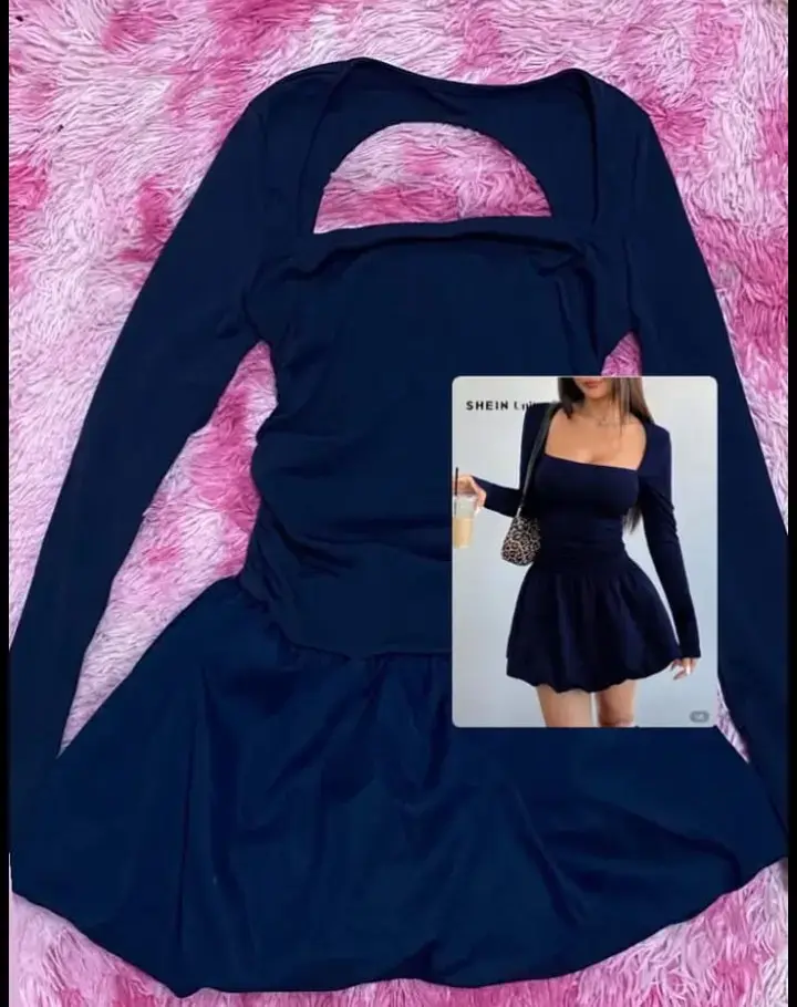 Vestido azul manga larga