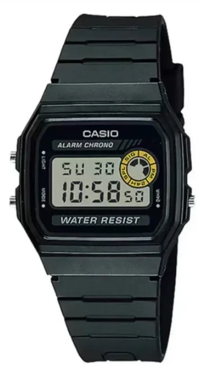 Reloj Casio Unisex F-94wa-9d Negro Franjas Grises - 1