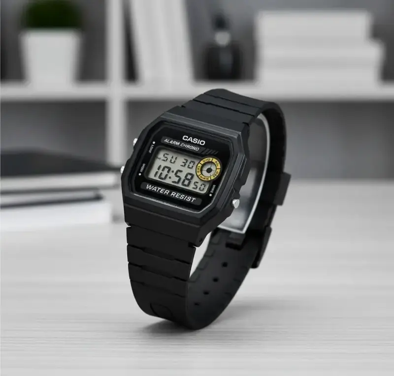 Reloj Casio Unisex F-94wa-9d Negro Franjas Grises - 4