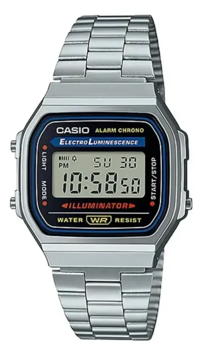 Reloj Casio A168w-1 Retro Unisex Acero Inox - miniatura 1
