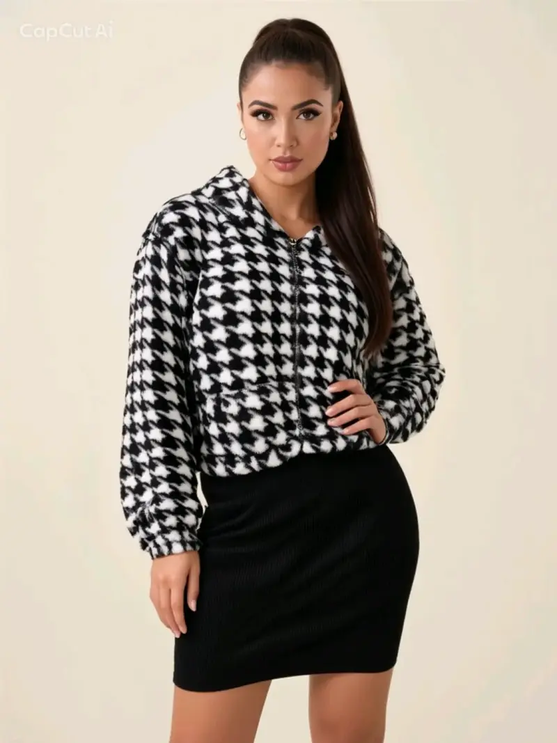 Chaqueta de cuadros blancos y negros. - 1