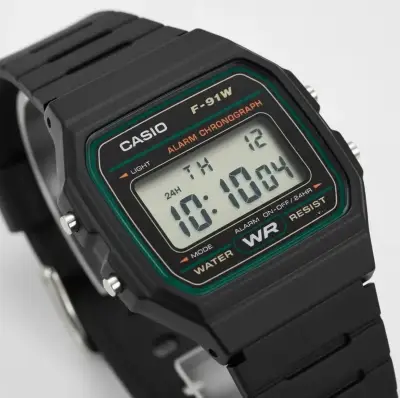 Reloj Casio F-91wg-9 Clásico Negro Con Fondo verde - miniatura 2