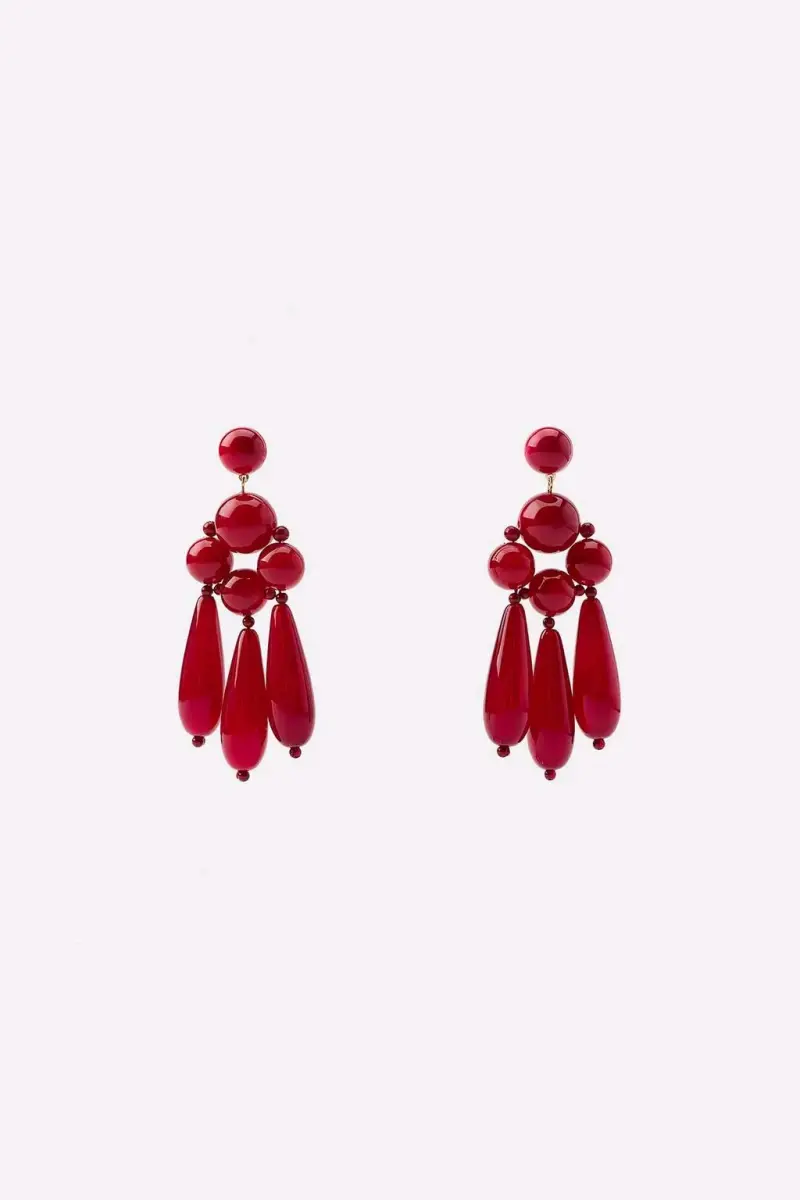 Aros colgantes rojos elegantes - 3