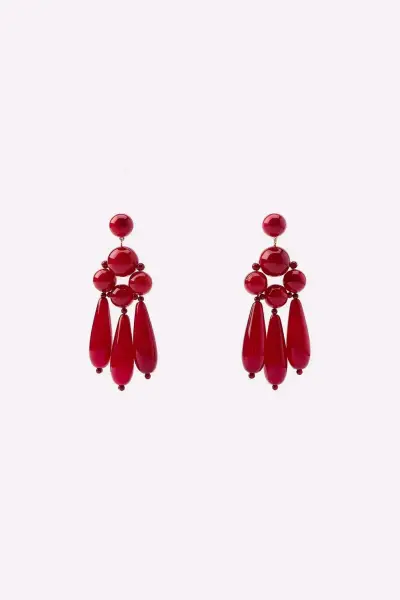 Aros colgantes rojos elegantes - miniatura 3