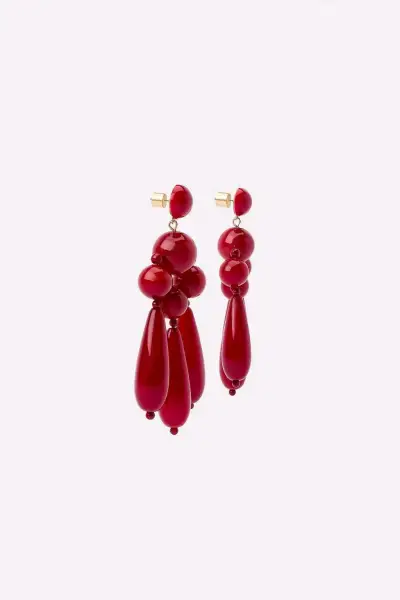 Aros colgantes rojos elegantes - miniatura 4