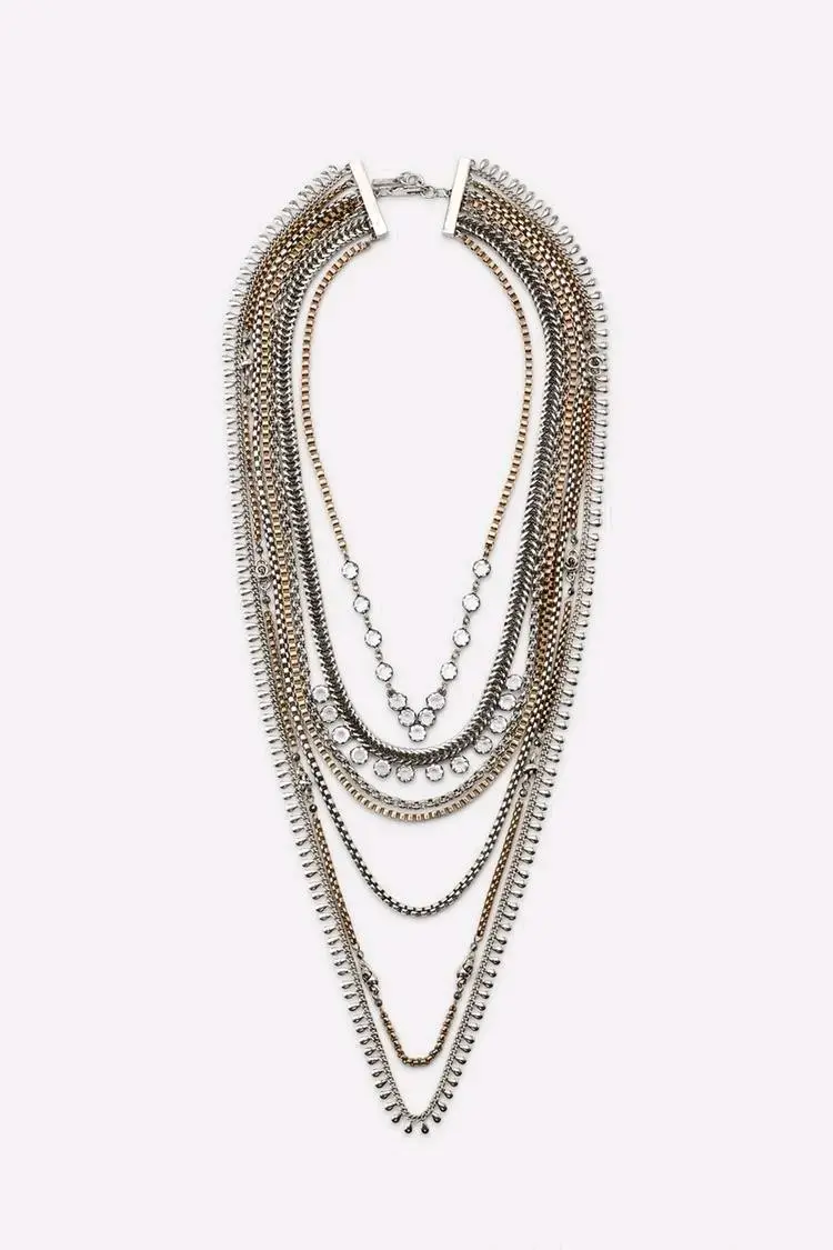 Collar Zara de múltiples cadenas plateado - 2