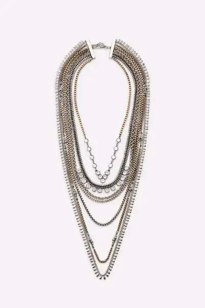 Collar Zara de múltiples cadenas plateado - miniatura 2