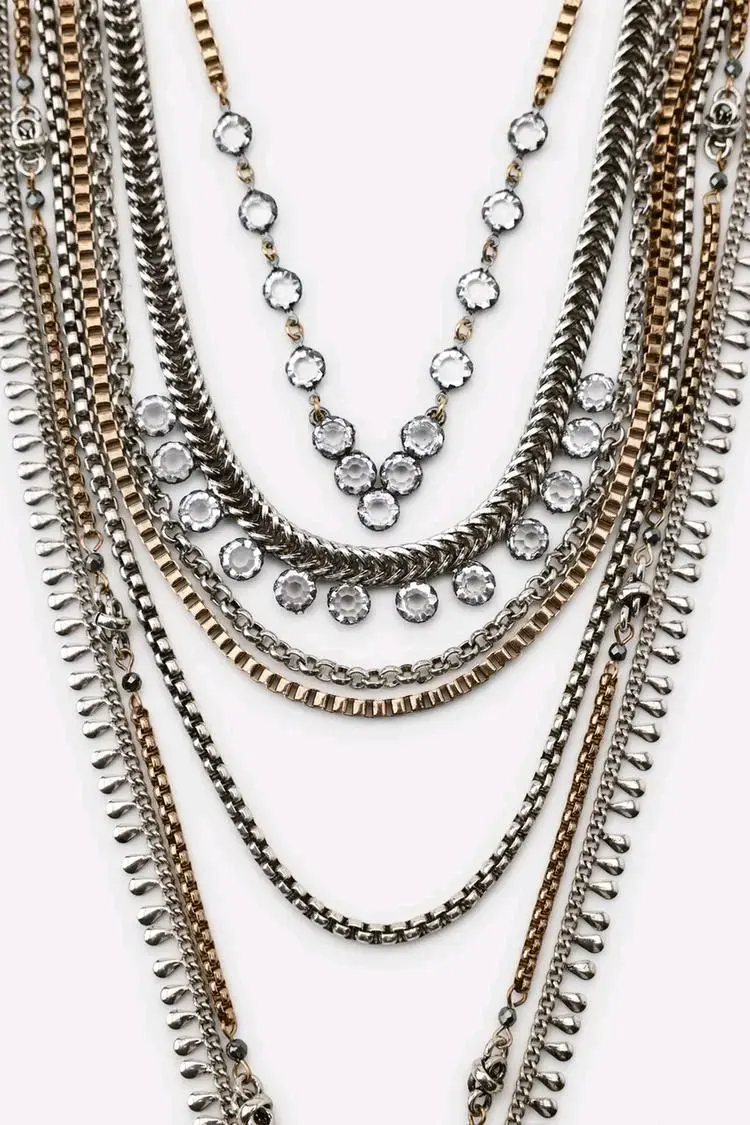 Collar Zara de múltiples cadenas plateado - 3