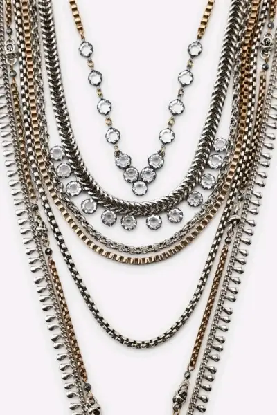 Collar Zara de múltiples cadenas plateado - miniatura 3