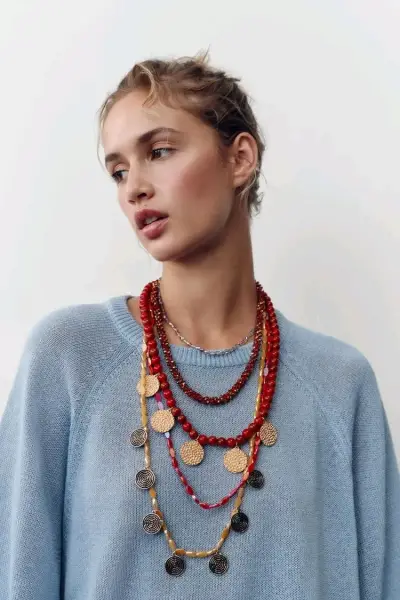 Collar Zara de cuentas multicolor - miniatura 2