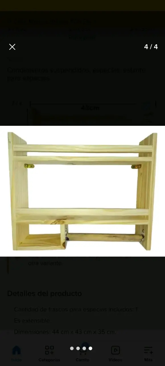 Estante de madera para especias