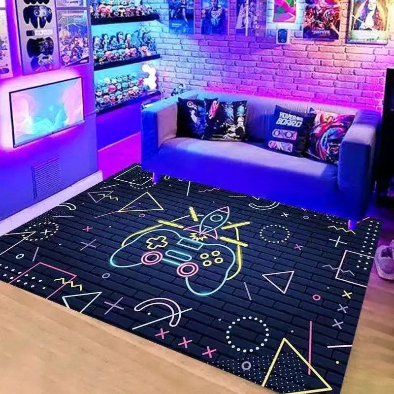 Alfombra gamer negra con diseño - 3