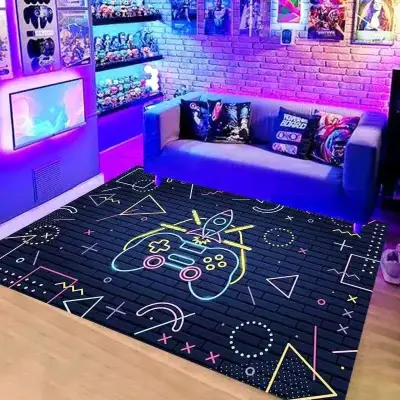 Alfombra gamer negra con diseño - miniatura 3